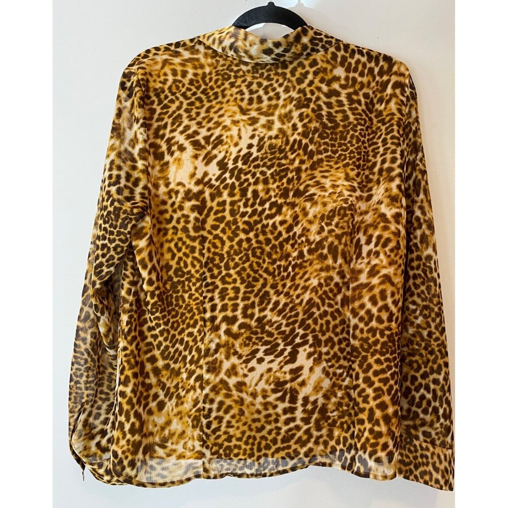 Evan-Picone Womens Leopard Print Button-Up Blouse… - image 2